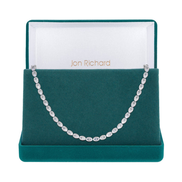 Jon Richard Rhodium Plated And Cubic Zirconia Tennis Necklace - Gift Boxed