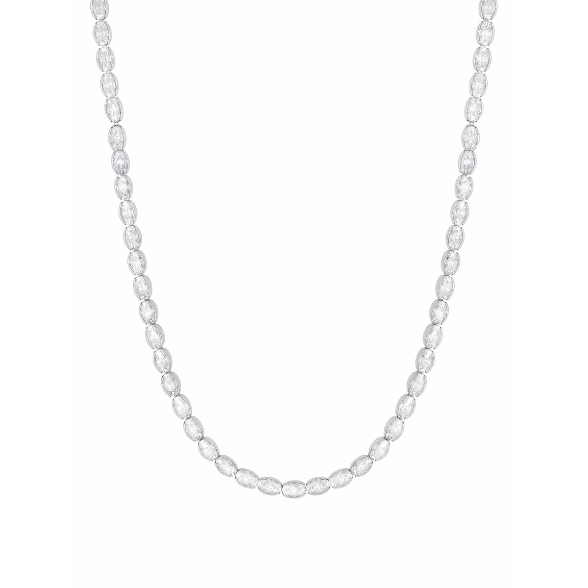 Jon Richard Rhodium Plated And Cubic Zirconia Tennis Necklace - Gift Boxed