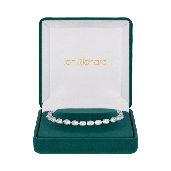 Jon Richard Rhodium Plated And Cubic Zirconia Tennis Bracelet - Gift Boxed
