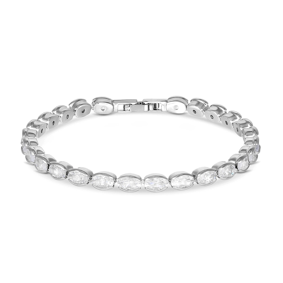 Jon Richard Rhodium Plated And Cubic Zirconia Tennis Bracelet - Gift Boxed