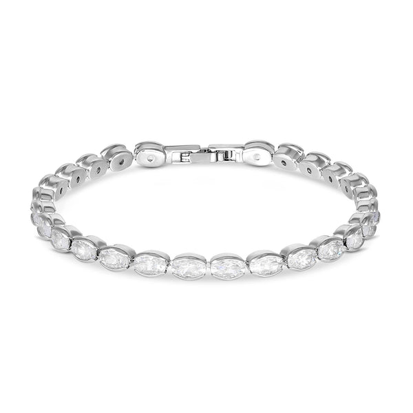 Jon Richard Rhodium Plated And Cubic Zirconia Tennis Bracelet - Gift Boxed