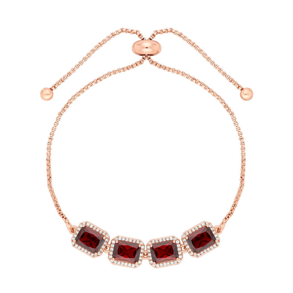 Jon Richard Rose Gold Plated And Cubic Zirconia Garnet Stone Toggle Bracelet