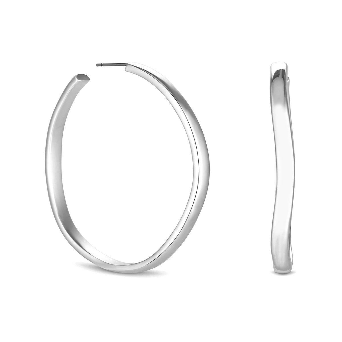 Inicio Recycled Sterling Silver Plated Molten Hoop Earrings - Gift Pouch