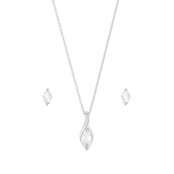Simply Silver Sterling Silver 925 Marquisse Navette Set - Gift Boxed