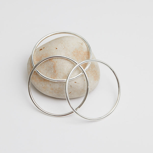 Jon Richard Silver Plated Polished Bangle Bracelets - Pack of 3