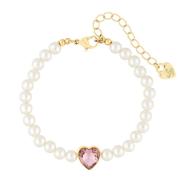 Lipsy Pearl Pink Heart Bracelet - Gift Boxed