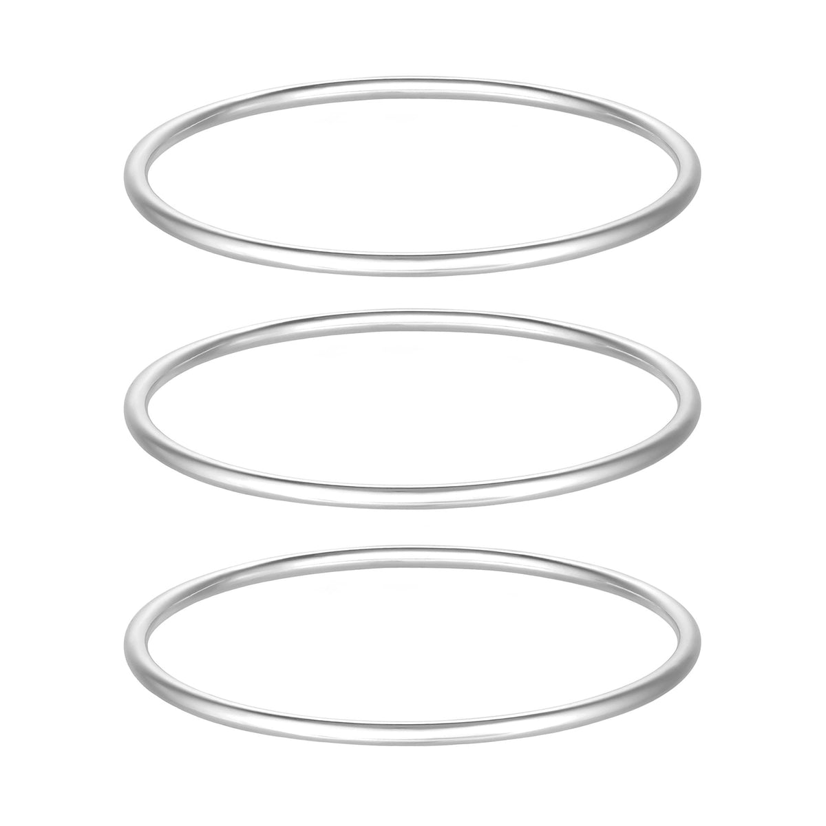 Jon Richard Silver Plated Polished Bangle Bracelets - Pack of 3