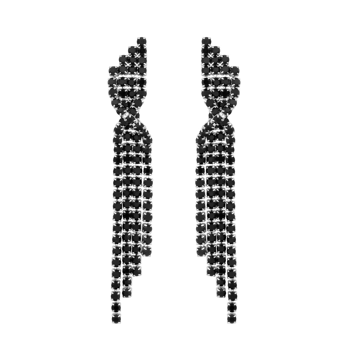 Jon Richard Rhodium Plated Statement Twisted Jet Earrings