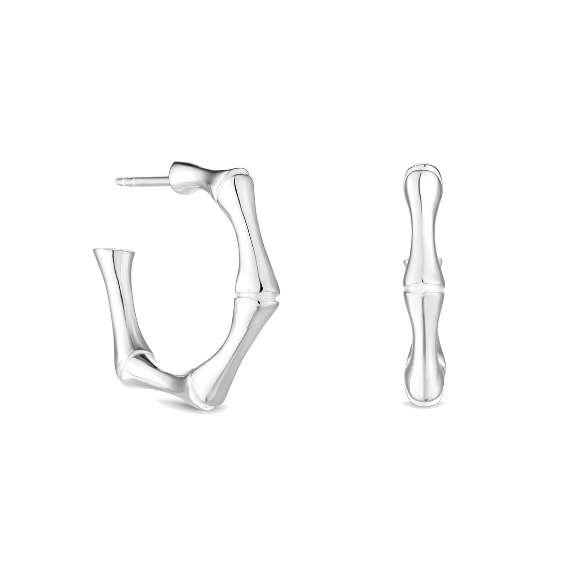 Simply Silver Sterling Silver 925 Bamboo Hoop Earrings