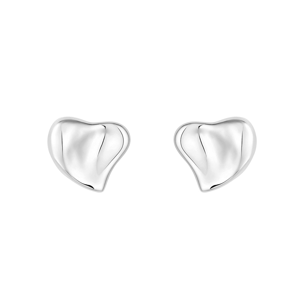 Simply Silver Sterling Silver 925 Thumbprint Heart Stud Earrings