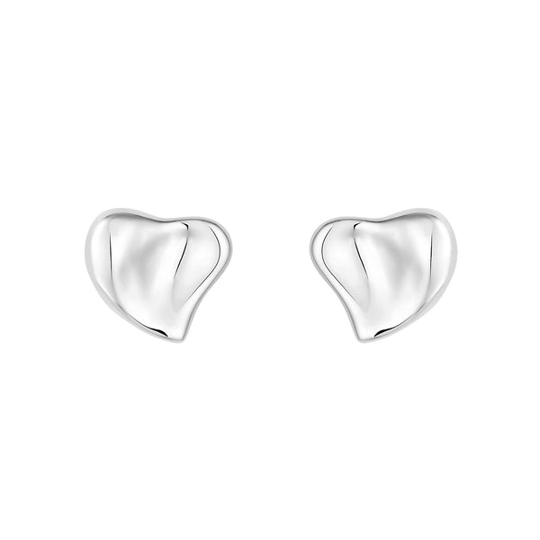Simply Silver Sterling Silver 925 Thumbprint Heart Stud Earrings