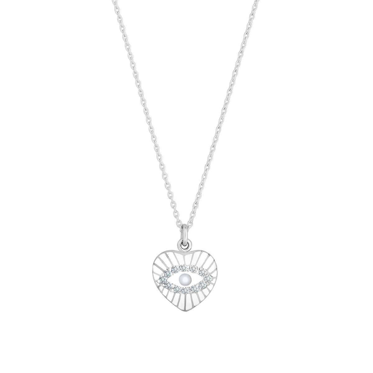 Simply Silver Sterling Silver 925 Mother Of Pearl Heart Pendant Necklace