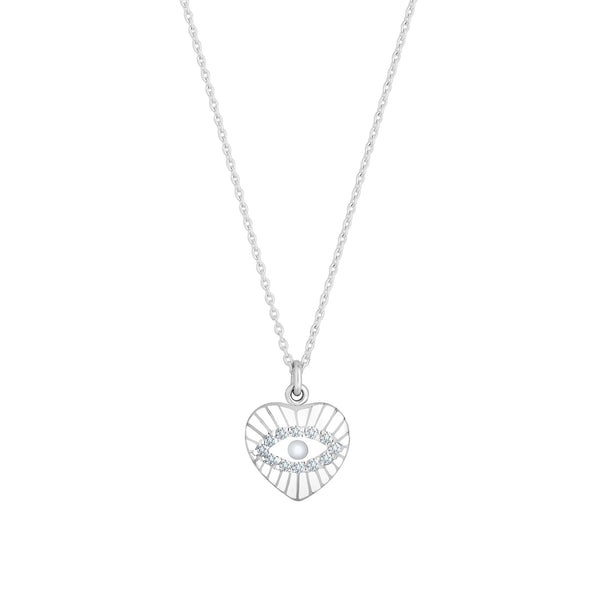 Simply Silver Sterling Silver 925 Mother Of Pearl Heart Pendant Necklace