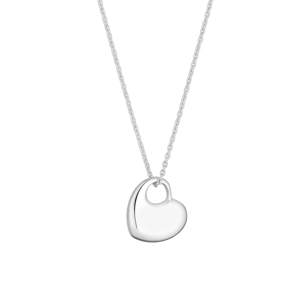 Simply Silver Sterling Silver 925 Polished Heart Pendant Necklace
