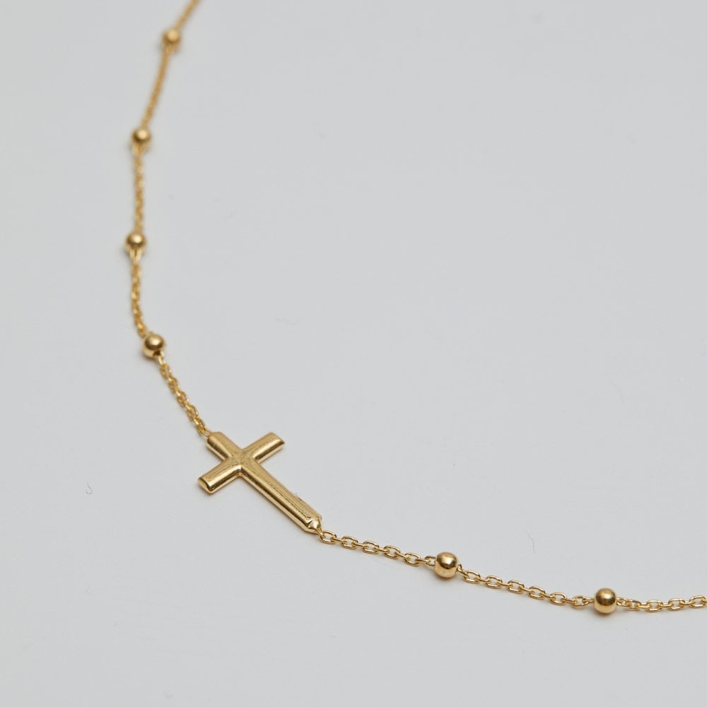 Simply Silver Gold Plated Sterling Silver 925 Polished Cross Pendant Necklace