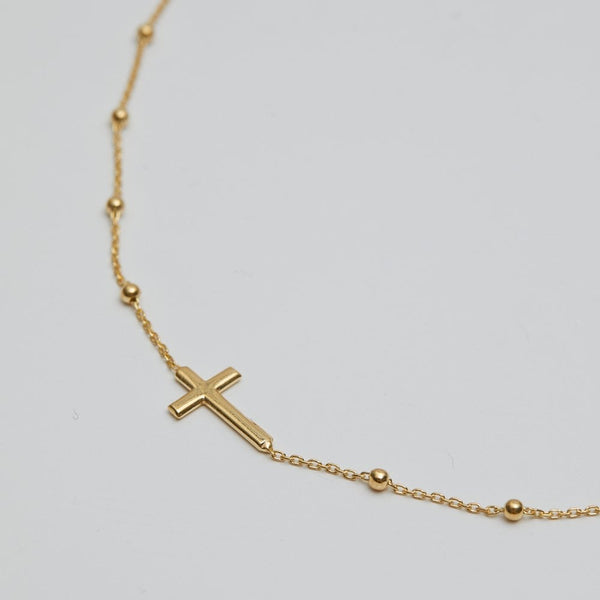 Simply Silver Gold Plated Sterling Silver 925 Polished Cross Pendant Necklace
