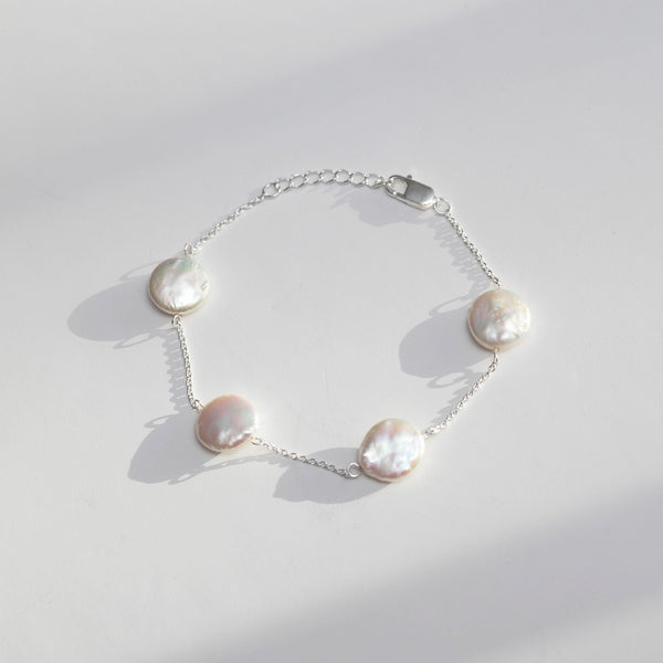 Simply Silver Sterling Silver 925 Coin Pearl Bracelet