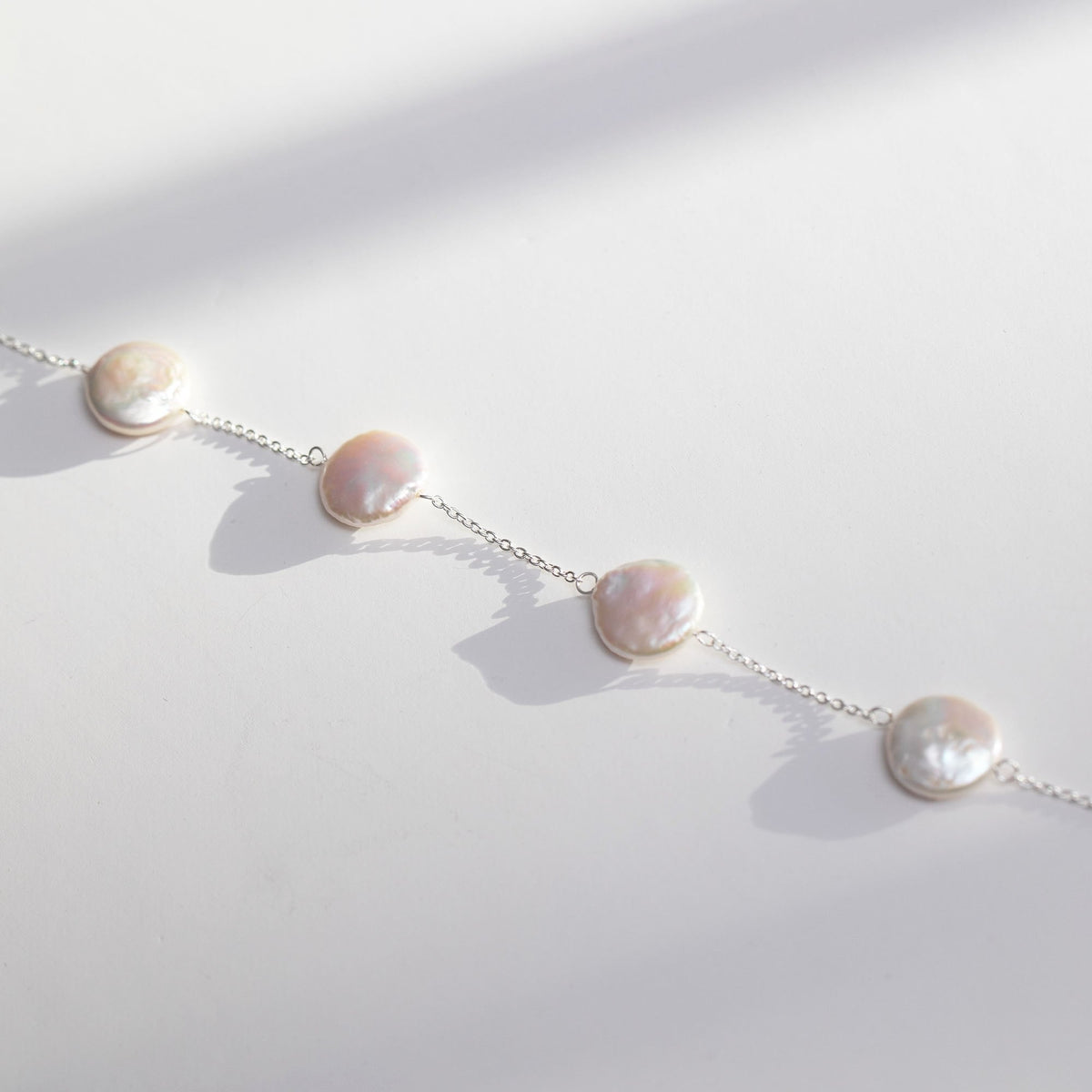 Simply Silver Sterling Silver 925 Coin Pearl Bracelet