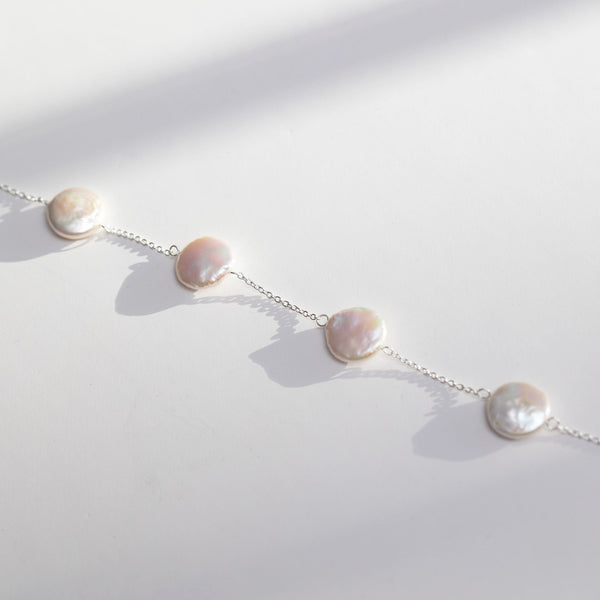Simply Silver Sterling Silver 925 Coin Pearl Bracelet
