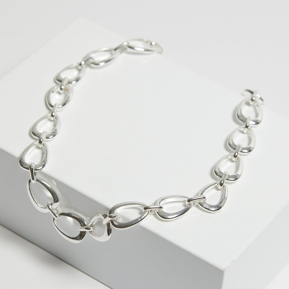 Inicio Recycled Sterling Silver Plated Open Linked Necklace - Gift Pouch