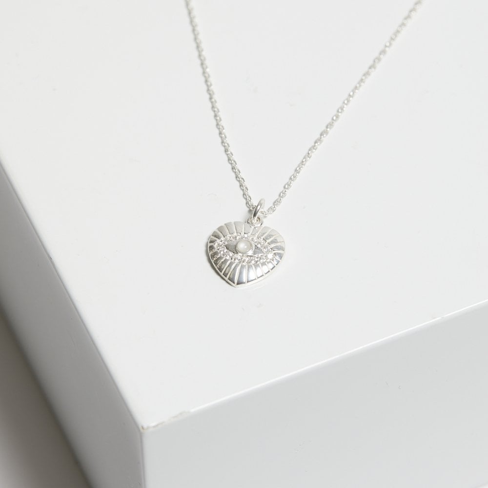 Simply Silver Sterling Silver 925 Mother Of Pearl Heart Pendant Necklace