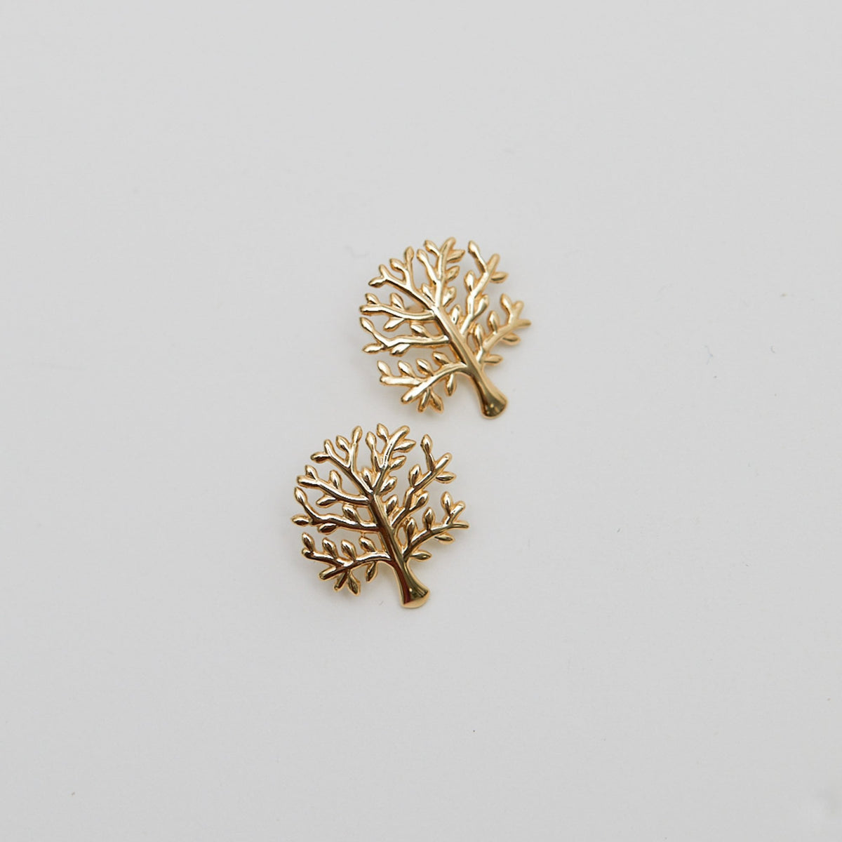 Simply Silver Gold Plated Sterling Silver 925 Tree of Love Stud Earrings