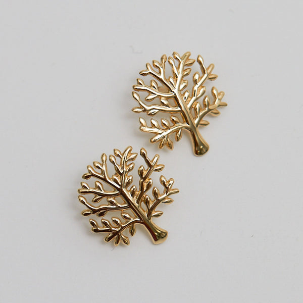 Simply Silver Gold Plated Sterling Silver 925 Tree of Love Stud Earrings