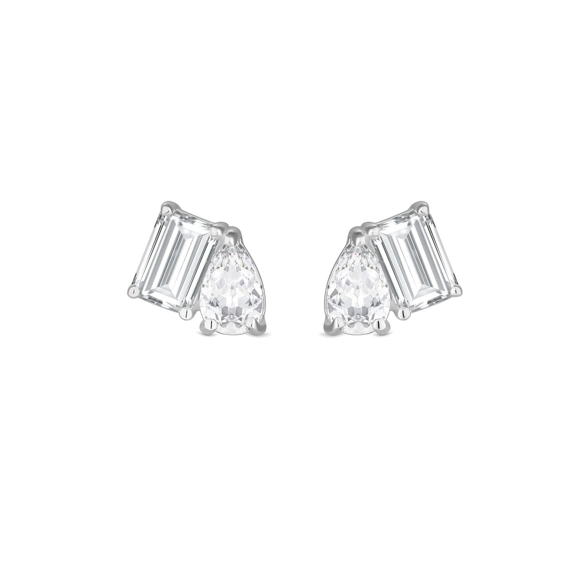 Simply Silver Sterling Silver 925 Cubic Zirconia Mixed Stone Stud Earrings
