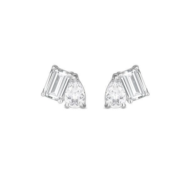 Simply Silver Sterling Silver 925 Cubic Zirconia Mixed Stone Stud Earrings