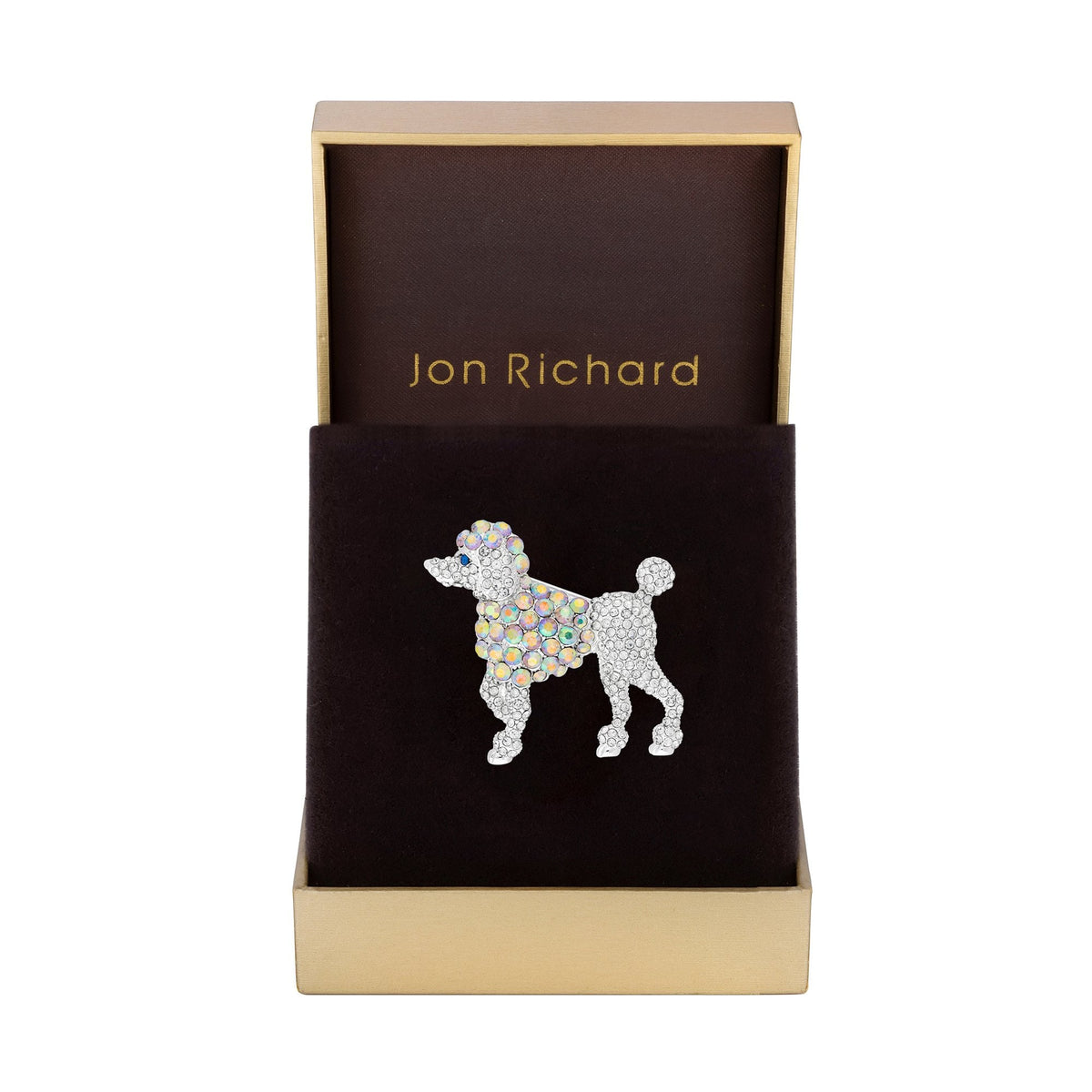 Jon Richard Silver Plated Aurora Borealis Poodle Brooch - Gift Boxed