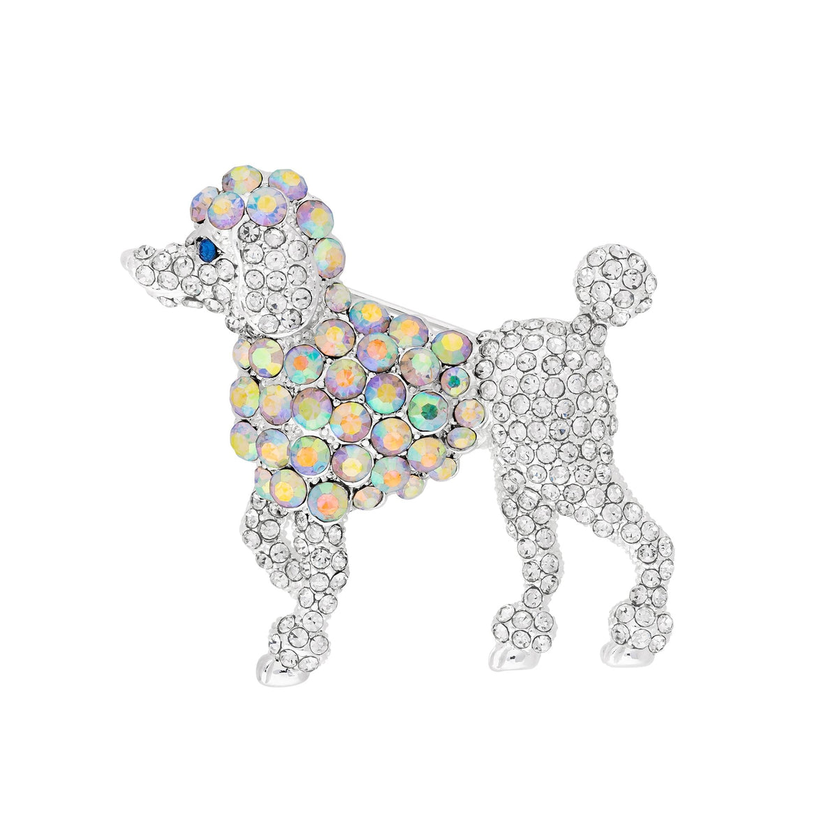 Jon Richard Silver Plated Aurora Borealis Poodle Brooch - Gift Boxed