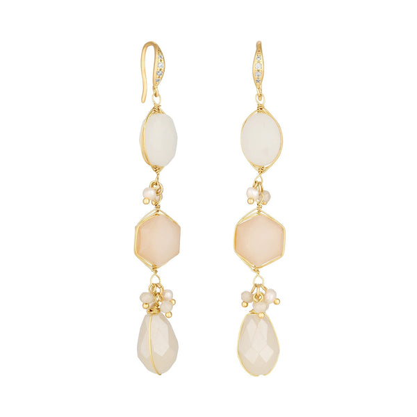 Jon Richard Gold Plated Faceted Stone And Freshwater Pearl Earrings