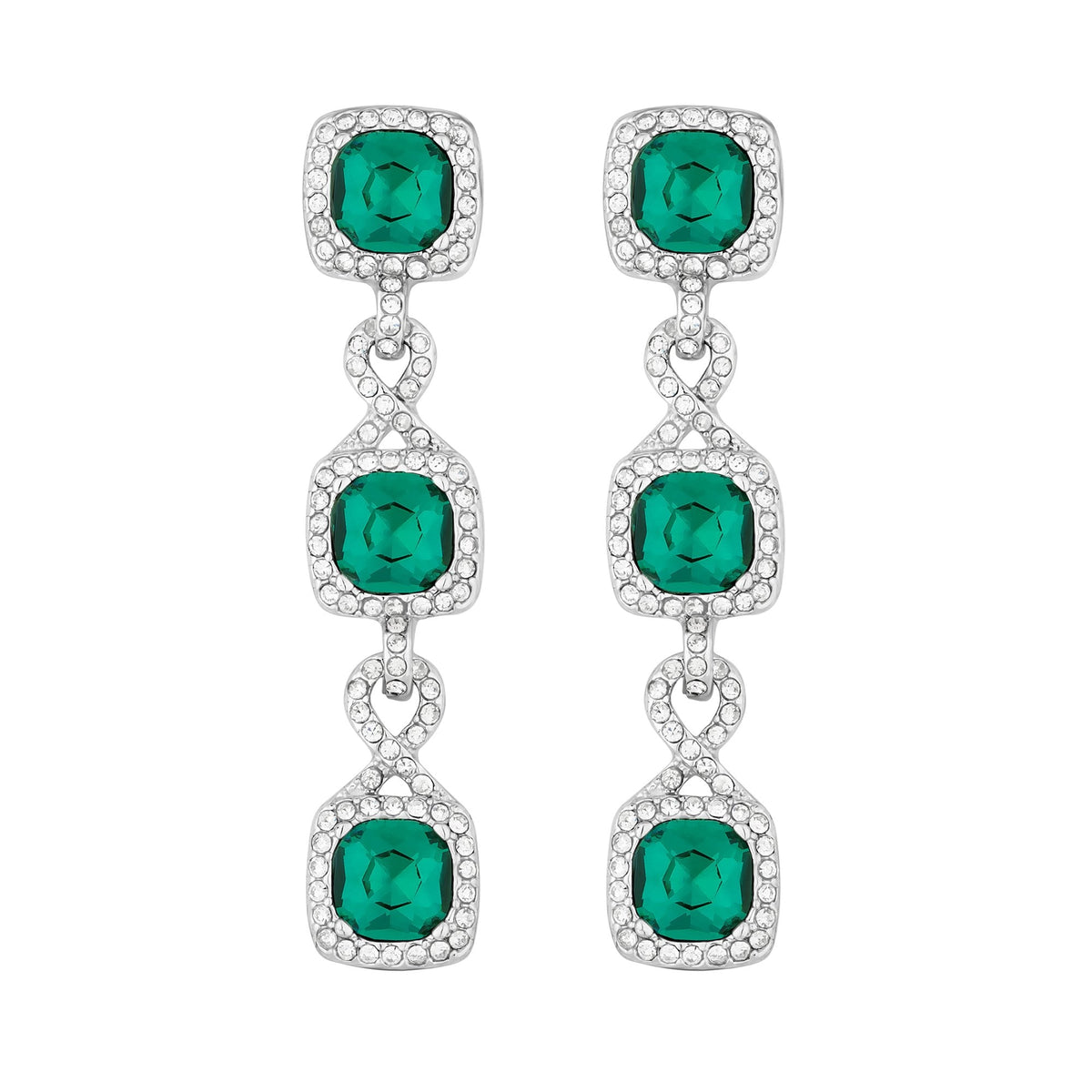 Jon Richard Silver Plated Emerald Green Infinity Earrings