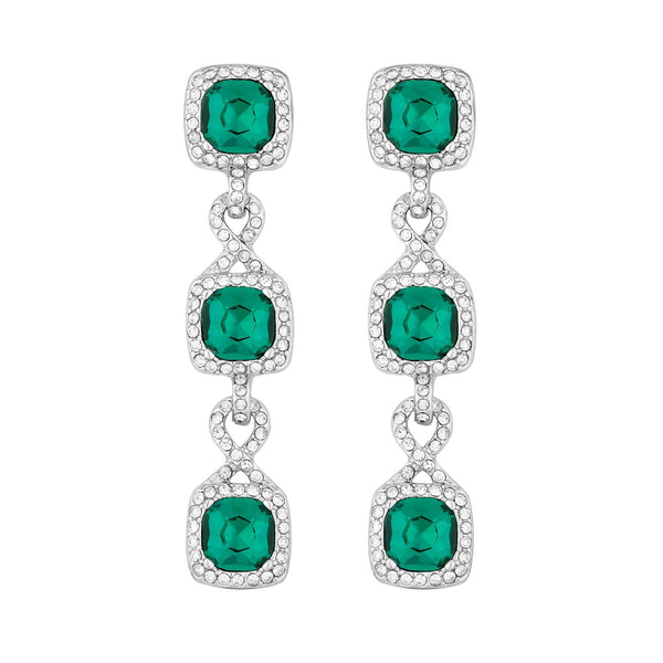 Jon Richard Silver Plated Emerald Green Infinity Earrings