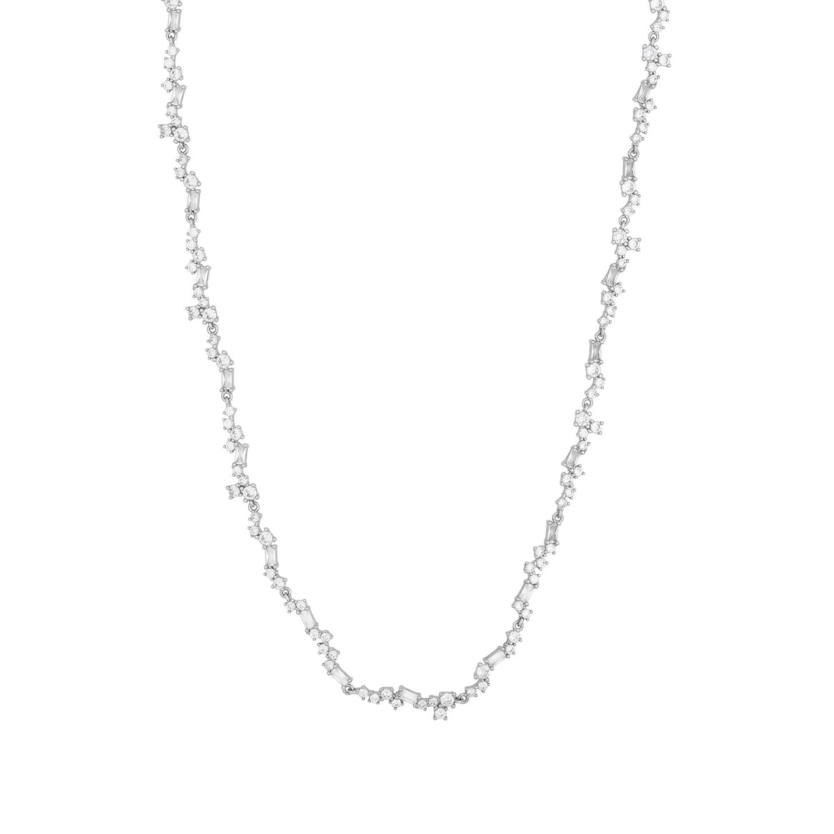 Jon Richard Rhodium Plated Scattered Stone Necklace