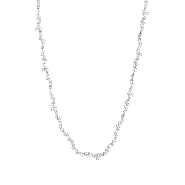 Jon Richard Rhodium Plated Scattered Stone Necklace