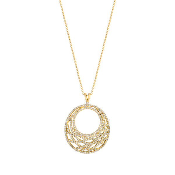 Inicio 14K Real Gold Plated Recycled Cubic Zirconia Contemporary Open Pendant Necklace - Gift Pouch