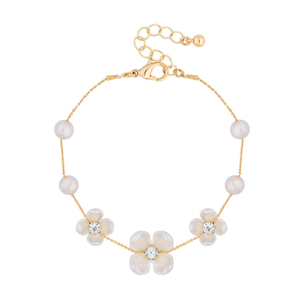 Jon Richard Gold Plated White Floral And Freshwater Pearl Bracelet
