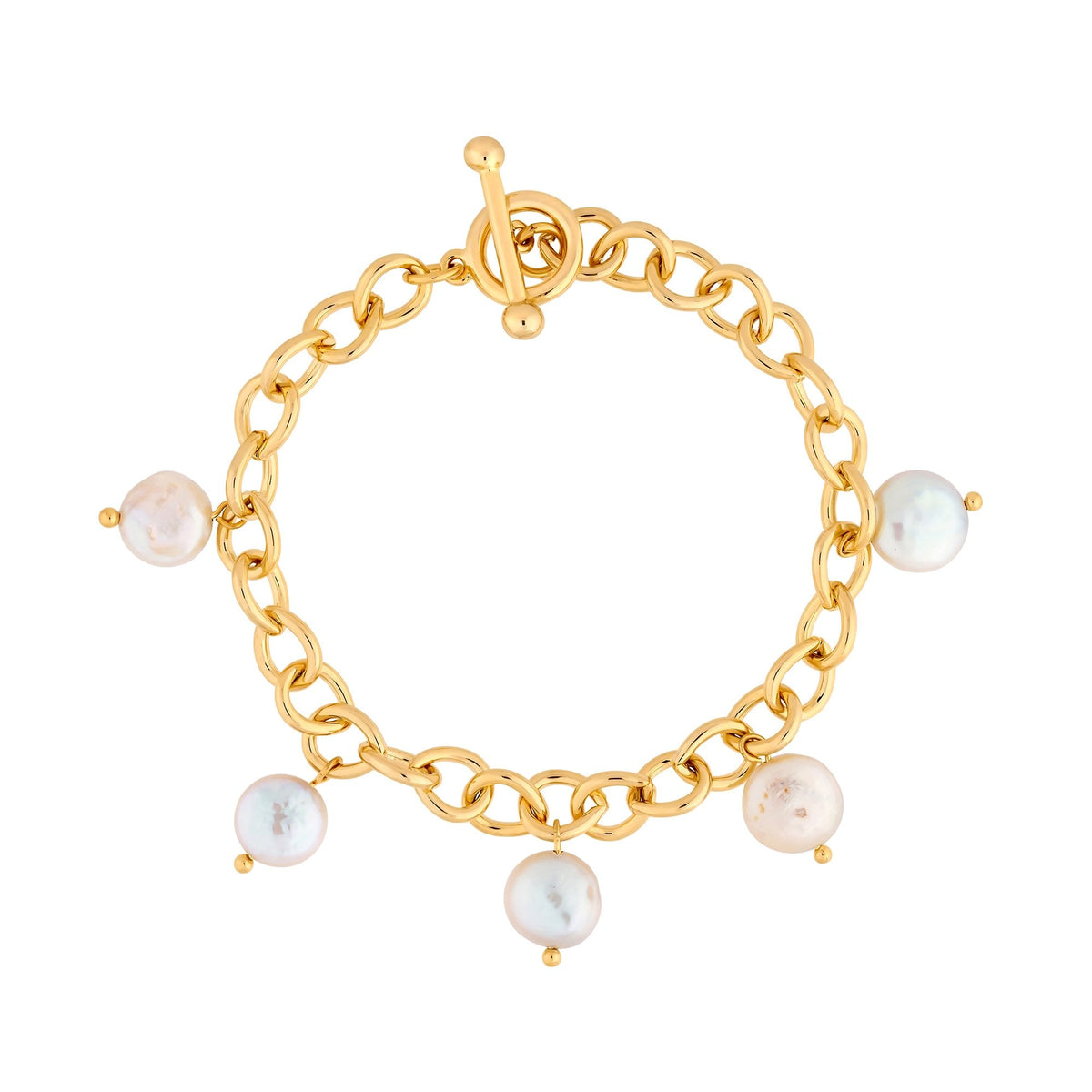 Jon Richard Gold Plated Semi Precious Pearl And Chain Bracelet