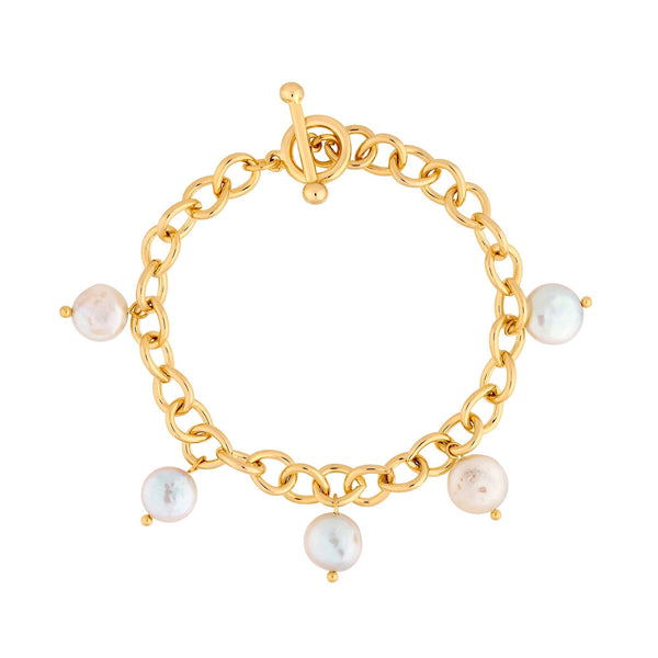 Jon Richard Gold Plated Semi Precious Pearl And Chain Bracelet