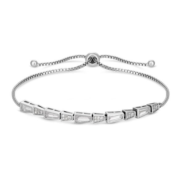 Jon Richard Rhodium Plated Cubic Zirconia Pave And Crystal Toggle Bracelet