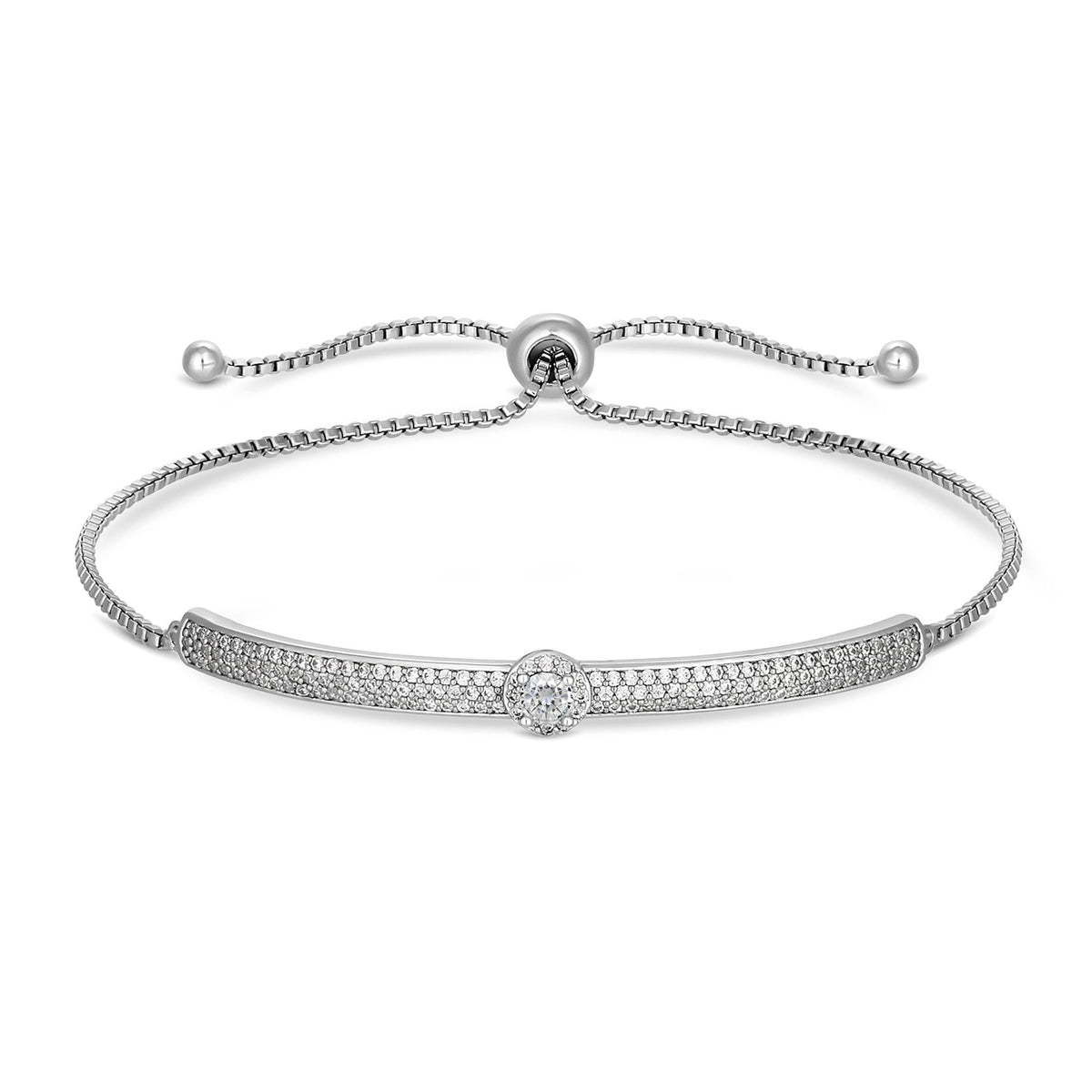 Jon Richard Rhodium Plated Pave Toggle Bracelet