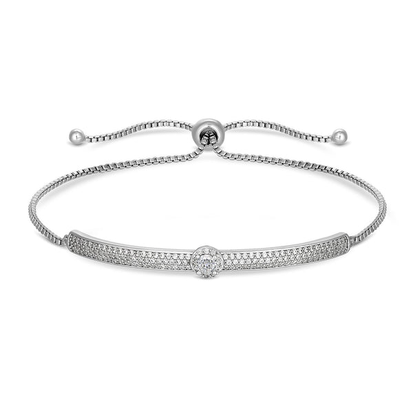 Jon Richard Rhodium Plated Pave Toggle Bracelet