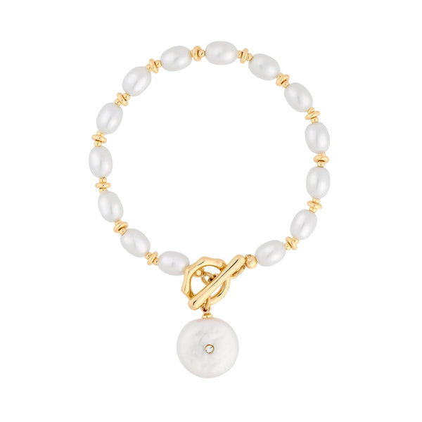 Jon Richard Gold Plated Coin Pearl Bracelet