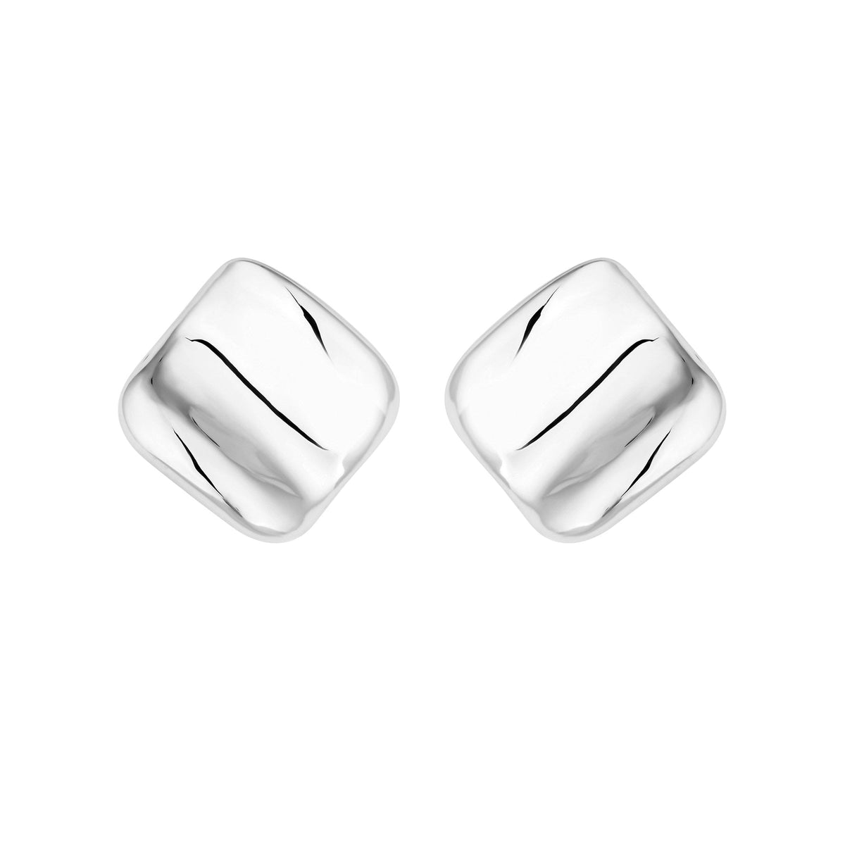 Mood Recycled Silver Polished Fluid Stud Earrings