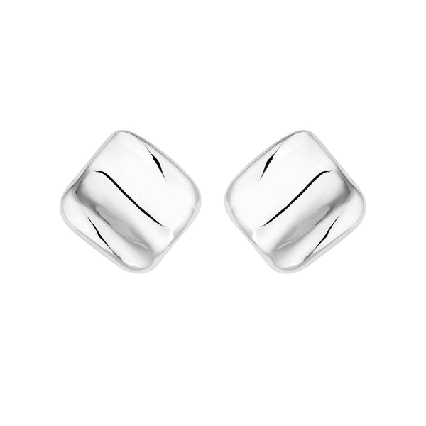 Mood Recycled Silver Polished Fluid Stud Earrings
