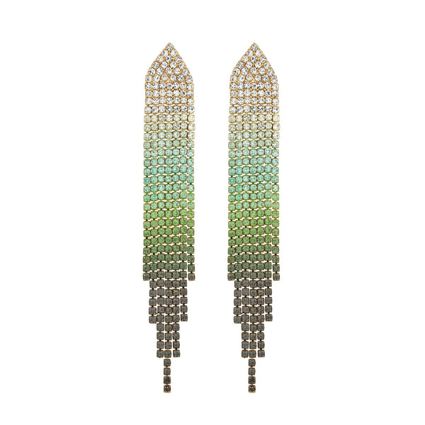 Mood Gold Green Ombre Diamante Shower Drop Earrings