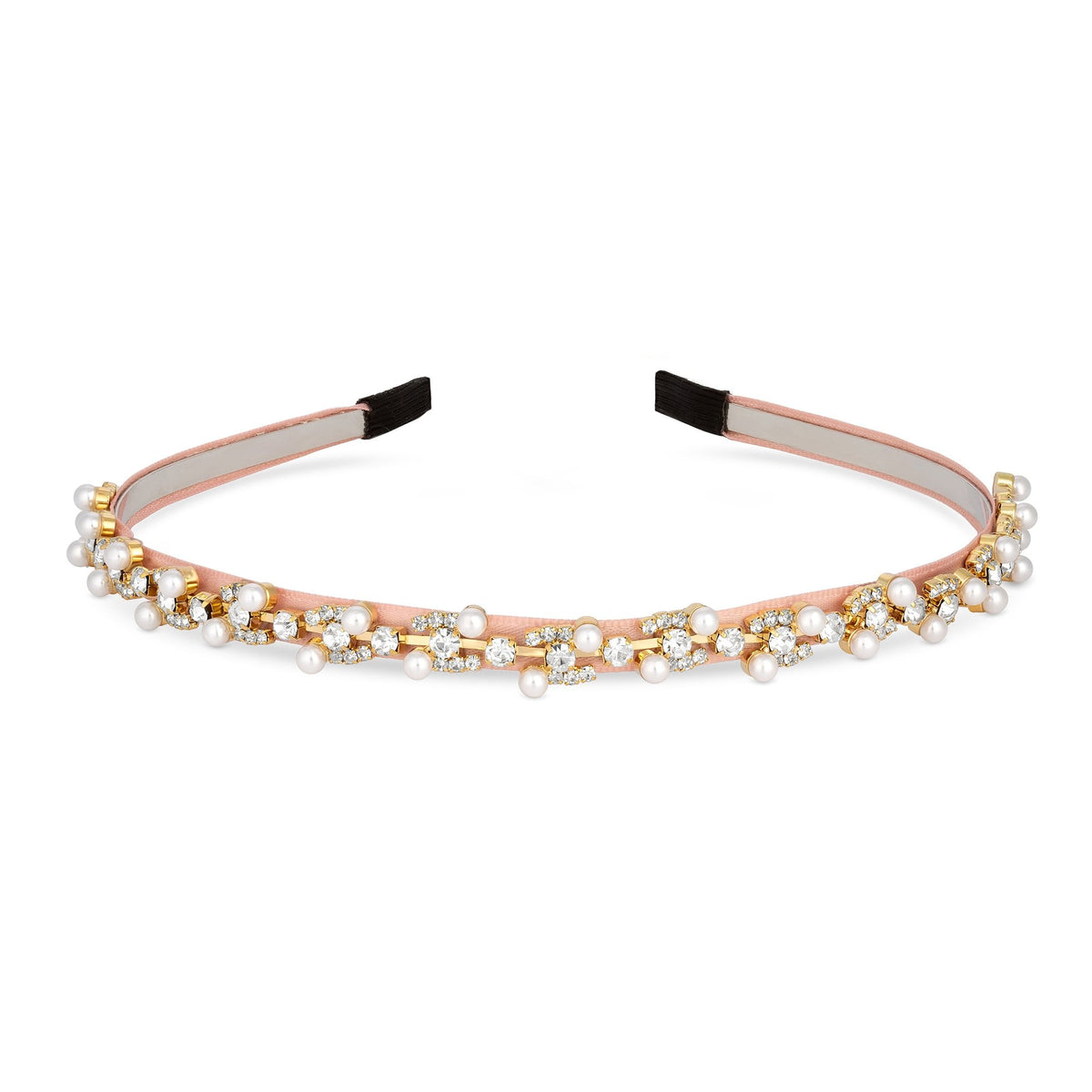 Mood Rose Gold Pink Crystal And Pearl Pretty Headband