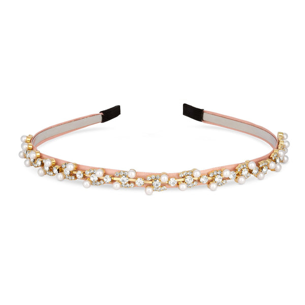 Mood Rose Gold Pink Crystal And Pearl Pretty Headband