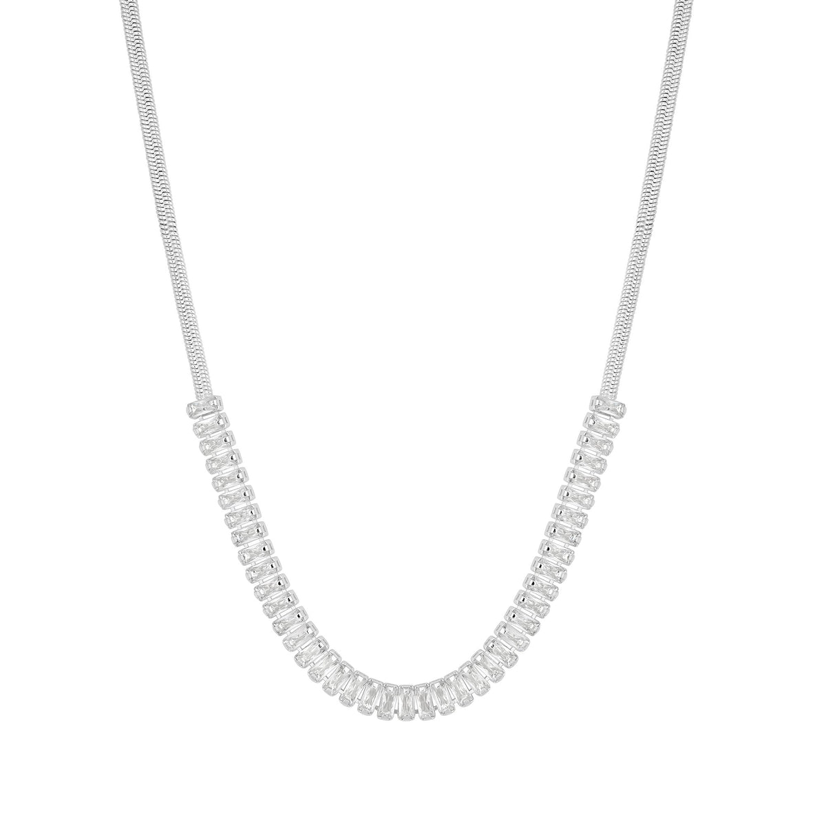 Mood Silver Crystal Baguette Choker Necklace